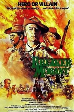 Original theatrical poster for Breaker Morant, showing the three accused soldiers in uniform.